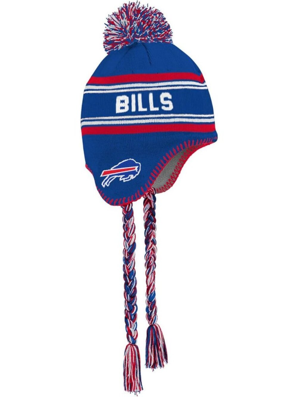Youth Cold Weather Football Pom Beanie Hat - Team Color Jacquard Knit, One Size